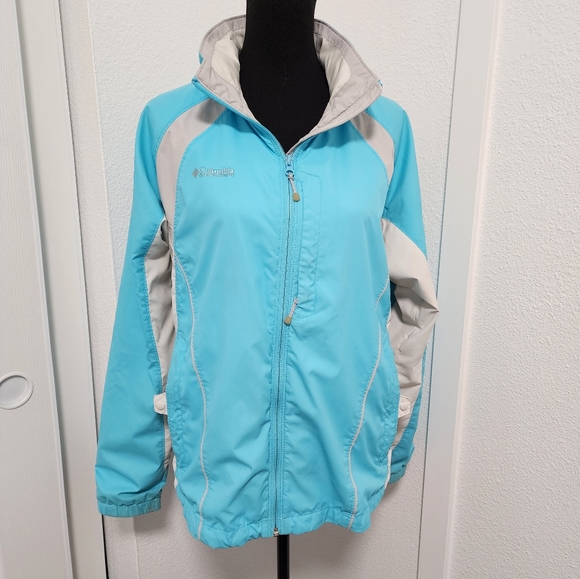 Columbia Jackets & Blazers - Columbia Blue Colorblock Windbreaker Raincoat